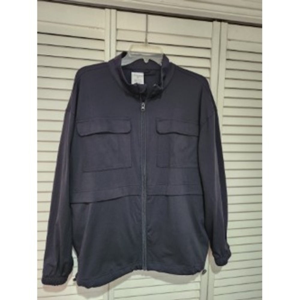 Serra Women's Black Zip Up Lightweight Utility Jacket Pockets Elastic Cuffs M